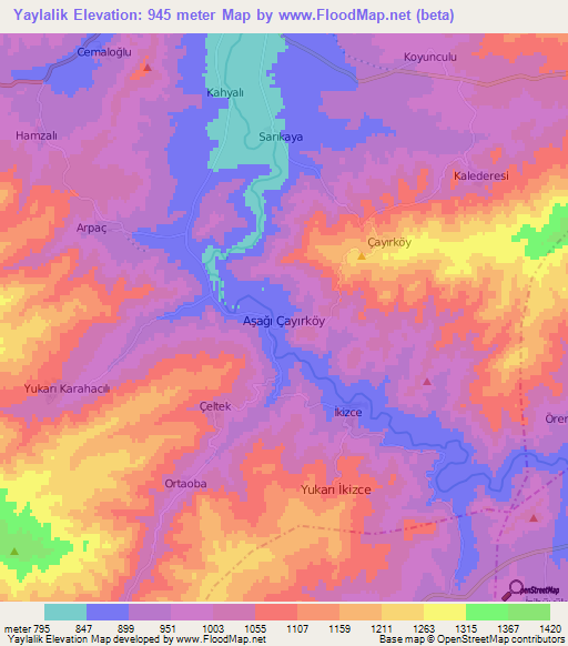 Yaylalik,Turkey Elevation Map