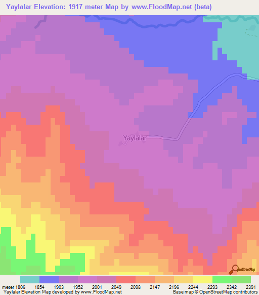 Yaylalar,Turkey Elevation Map