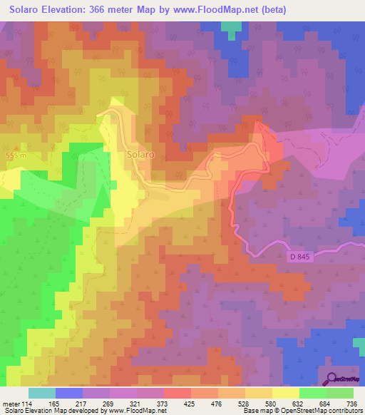 Solaro,France Elevation Map