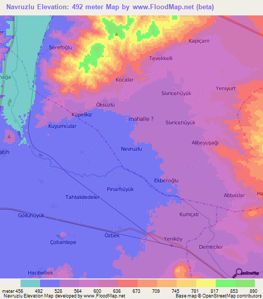 Navruzlu,Turkey Elevation Map