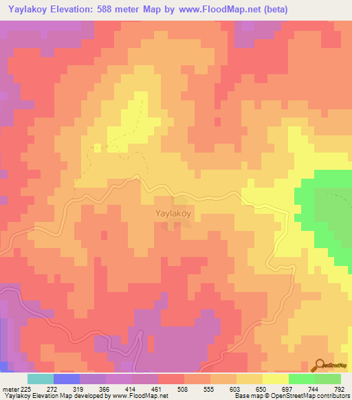 Yaylakoy,Turkey Elevation Map