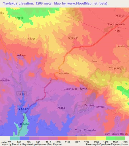 Yaylakoy,Turkey Elevation Map