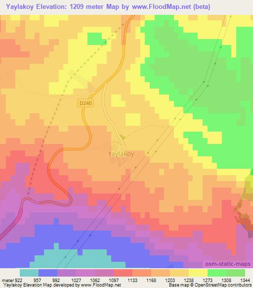 Yaylakoy,Turkey Elevation Map