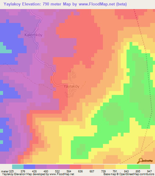 Yaylakoy,Turkey Elevation Map