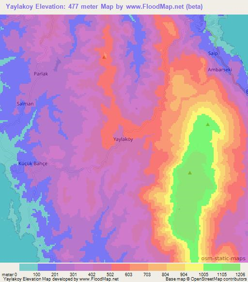 Yaylakoy,Turkey Elevation Map