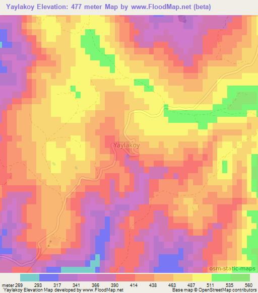 Yaylakoy,Turkey Elevation Map