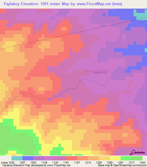 Yaylakoy,Turkey Elevation Map