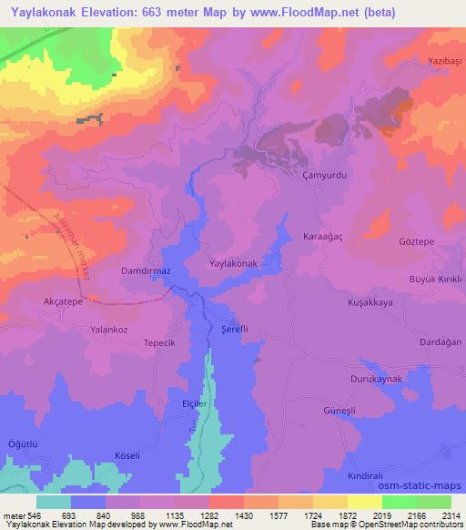 Yaylakonak,Turkey Elevation Map