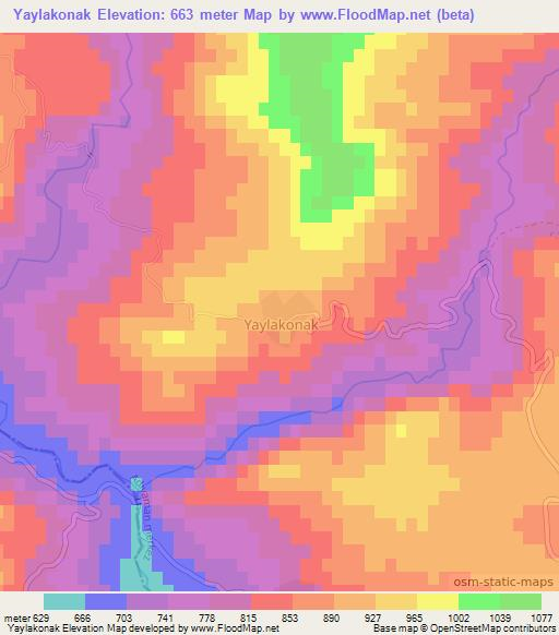 Yaylakonak,Turkey Elevation Map