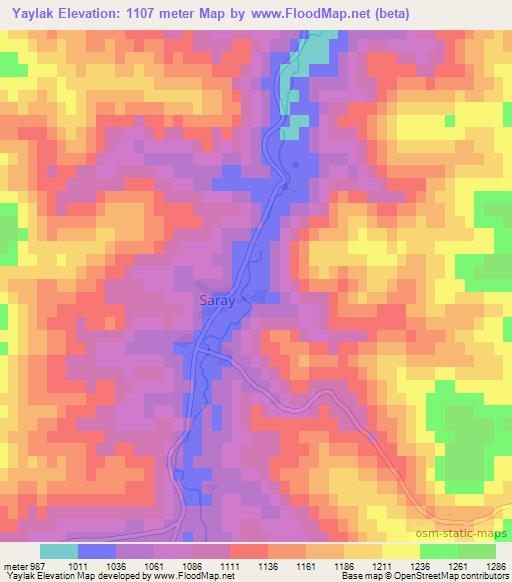 Yaylak,Turkey Elevation Map