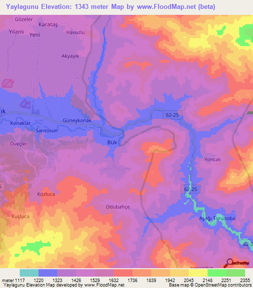 Yaylagunu,Turkey Elevation Map