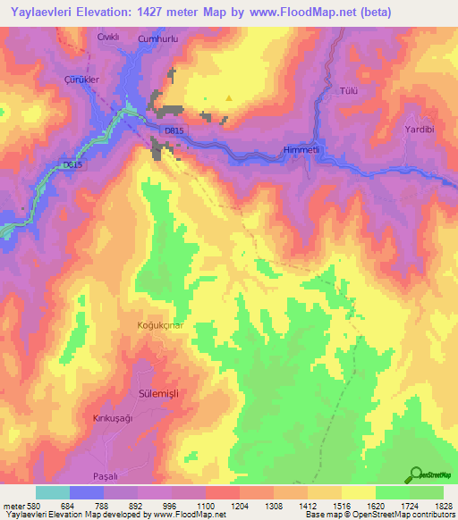 Yaylaevleri,Turkey Elevation Map