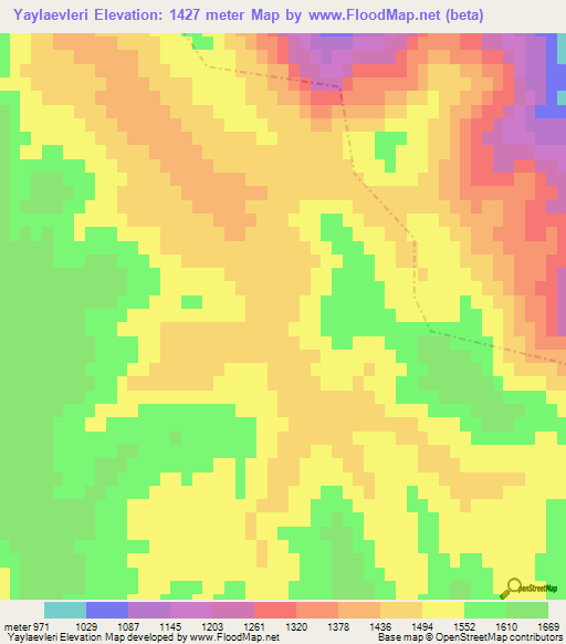 Yaylaevleri,Turkey Elevation Map