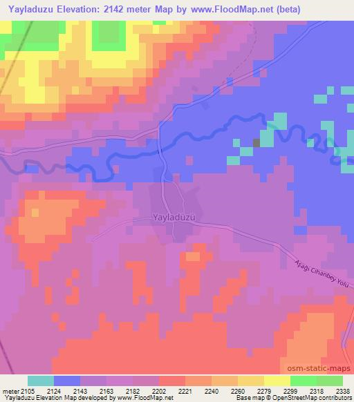 Yayladuzu,Turkey Elevation Map