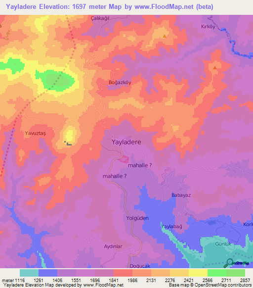 Yayladere,Turkey Elevation Map