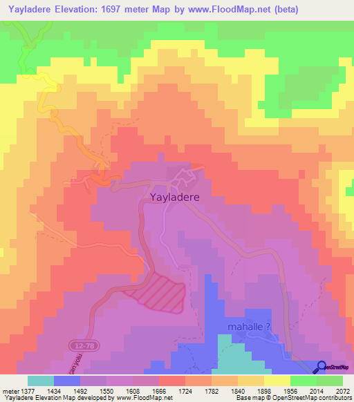 Yayladere,Turkey Elevation Map