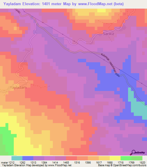 Yayladam,Turkey Elevation Map