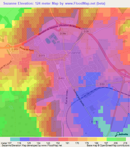 Sezanne,France Elevation Map