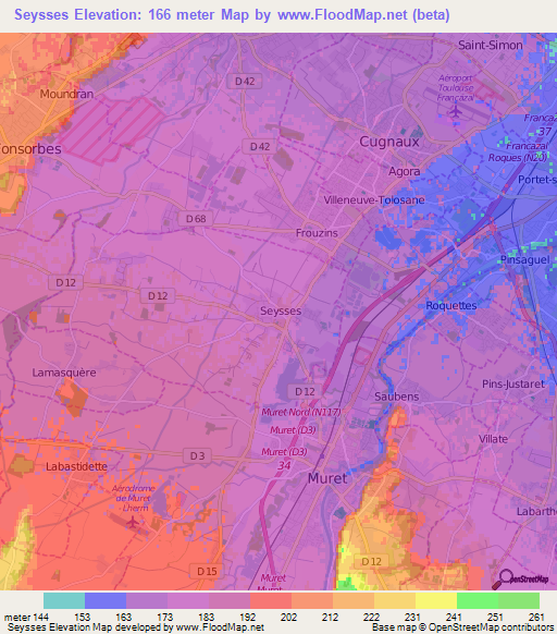 Seysses,France Elevation Map