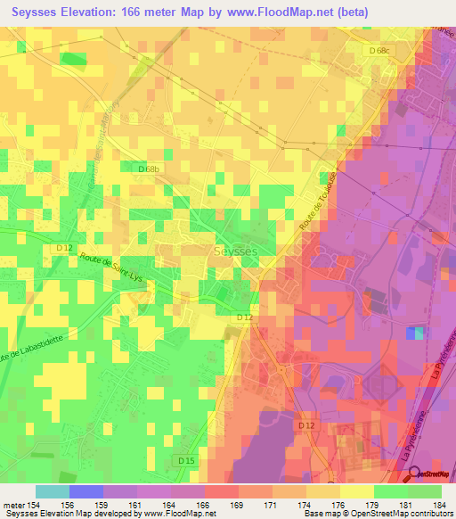 Seysses,France Elevation Map