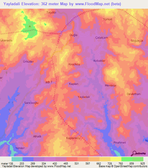 Yayladali,Turkey Elevation Map