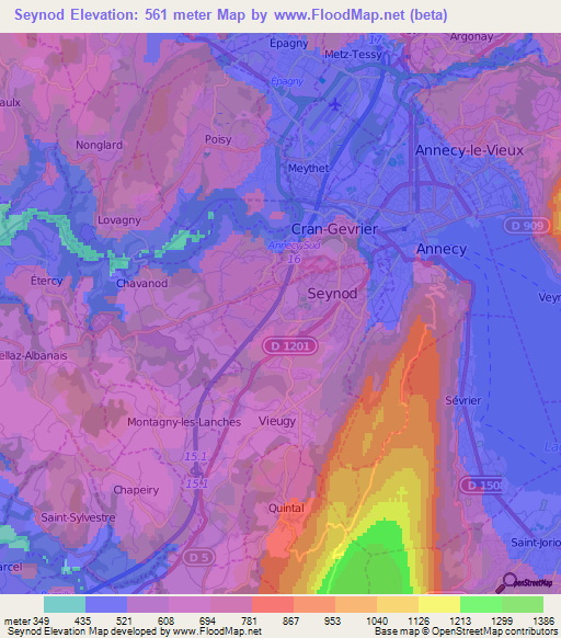 Seynod,France Elevation Map