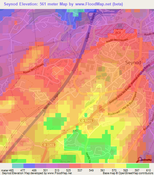 Seynod,France Elevation Map