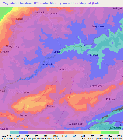 Yayladali,Turkey Elevation Map