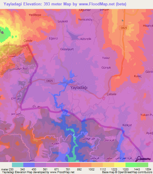 Yayladagi,Turkey Elevation Map