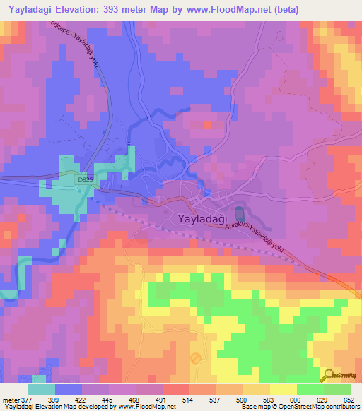 Yayladagi,Turkey Elevation Map