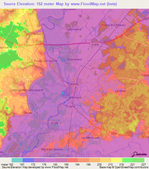 Seurre,France Elevation Map