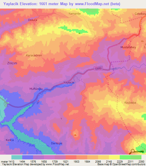 Yaylacik,Turkey Elevation Map