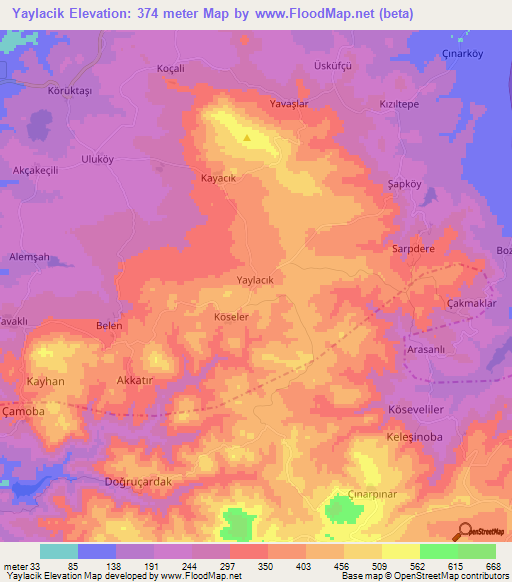 Yaylacik,Turkey Elevation Map