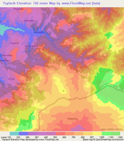 Yaylacik,Turkey Elevation Map