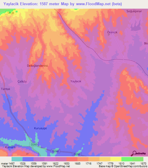 Yaylacik,Turkey Elevation Map