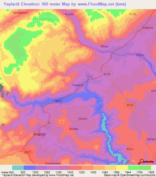 Yaylacik,Turkey Elevation Map