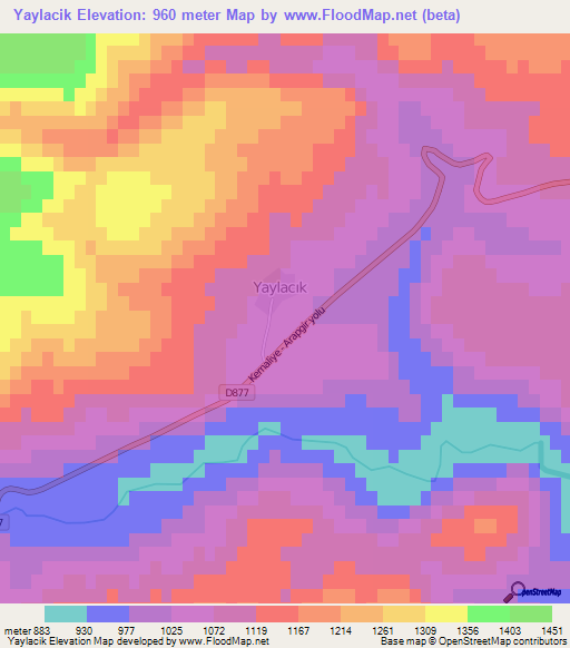 Yaylacik,Turkey Elevation Map