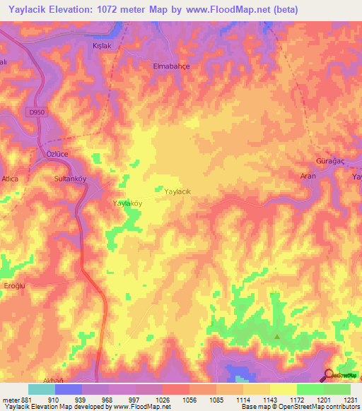 Yaylacik,Turkey Elevation Map