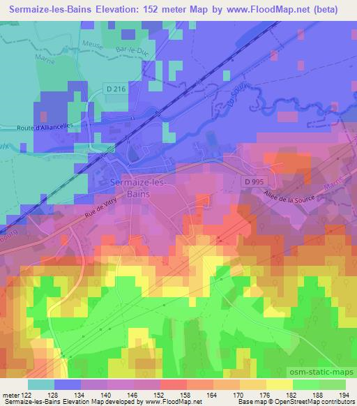 Sermaize-les-Bains,France Elevation Map