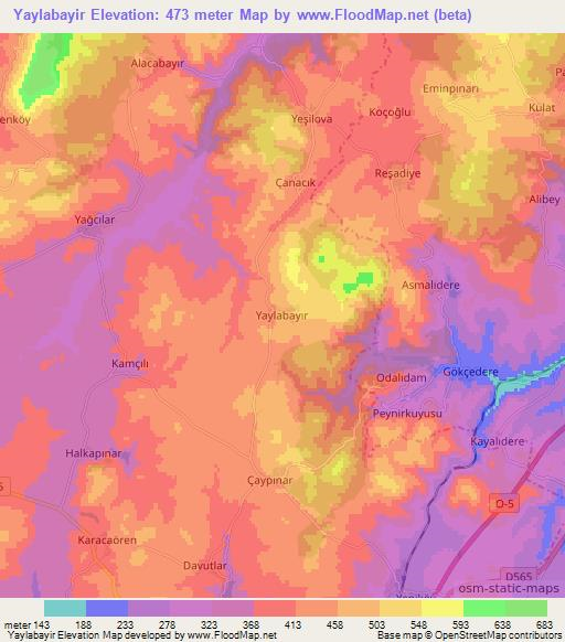 Yaylabayir,Turkey Elevation Map