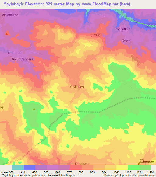 Yaylabayir,Turkey Elevation Map