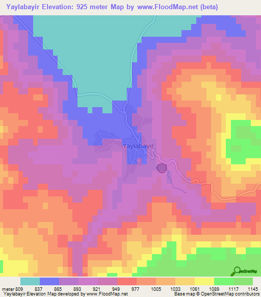 Yaylabayir,Turkey Elevation Map