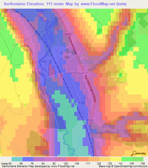 Serifontaine,France Elevation Map