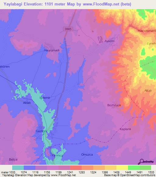 Yaylabagi,Turkey Elevation Map