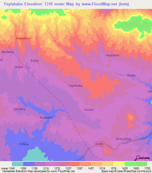 Yaylababa,Turkey Elevation Map