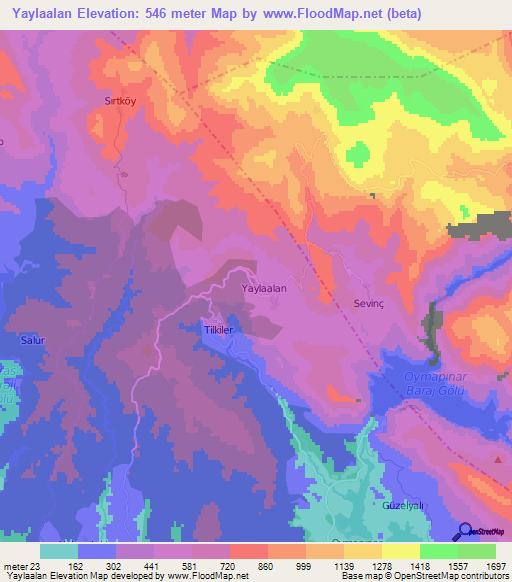 Yaylaalan,Turkey Elevation Map