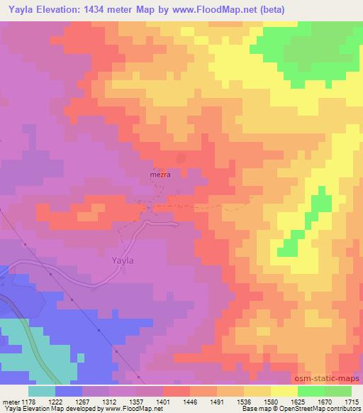 Yayla,Turkey Elevation Map