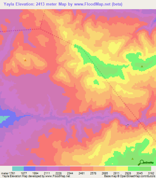 Yayla,Turkey Elevation Map