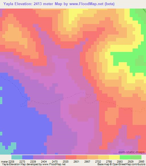 Yayla,Turkey Elevation Map