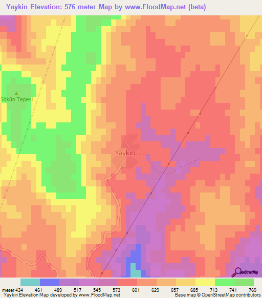 Yaykin,Turkey Elevation Map